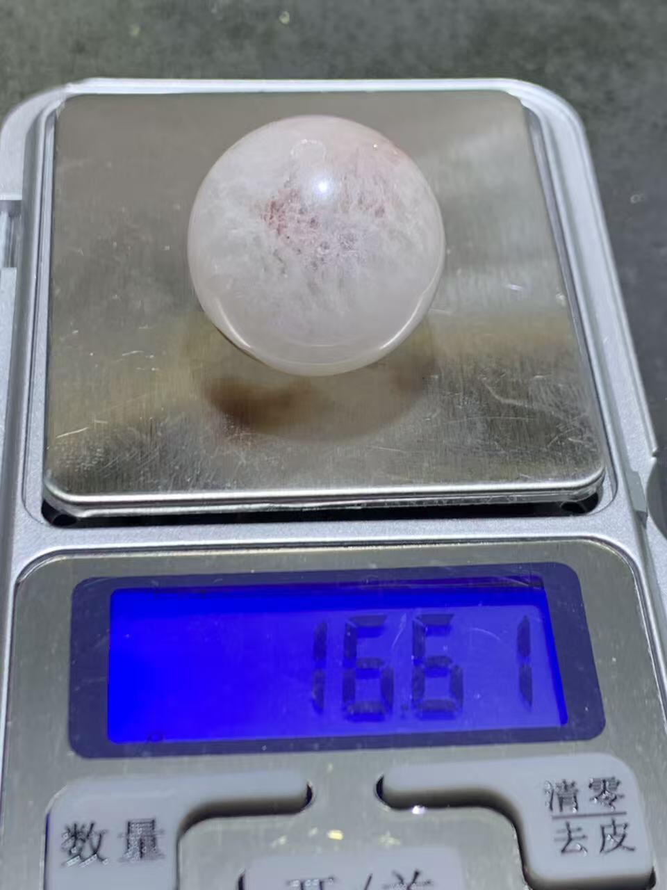 精美高玉化满冰飘糖心料飘朱砂点战国红玛瑙圆珠一个！