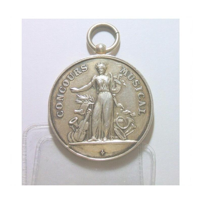 【银】法国1894年 女神站像高浮雕精制大银章 40MM 26.5克