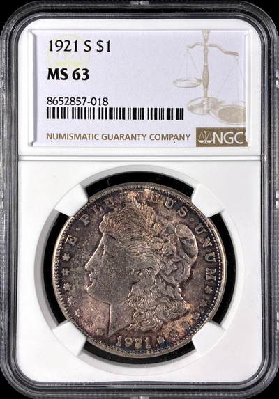 【雨安】【直播拍卖】【第0128期-评级币章】2026-03-14 周六 19:30 (金价1145, 银价22.39) - [评级美洲] USA 美国 1美元 (1878-1921) 摩根 1921年S  NGC-MS63