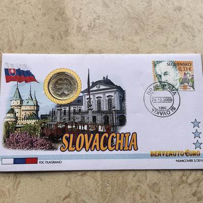 道一币馆币章第一百六十八场 - 邮币封 斯诺文尼亚2009年1欧元