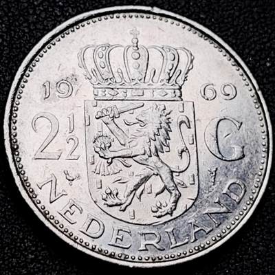 泉币菌-第207场-拍品多 请提前出价 - 1969 荷兰2.5盾镍币 朱莉安娜女王 29mm 欧洲币