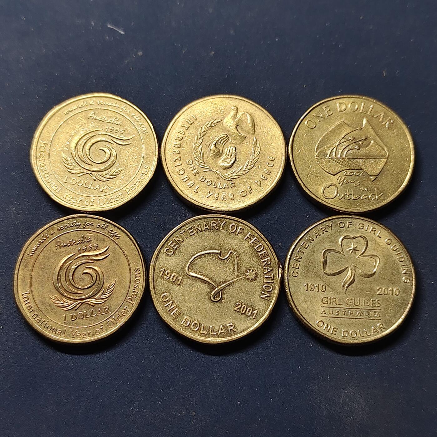 【全场包邮】纯粹捡漏拍510场 澳大利亚各年份1元纪念币6枚一组