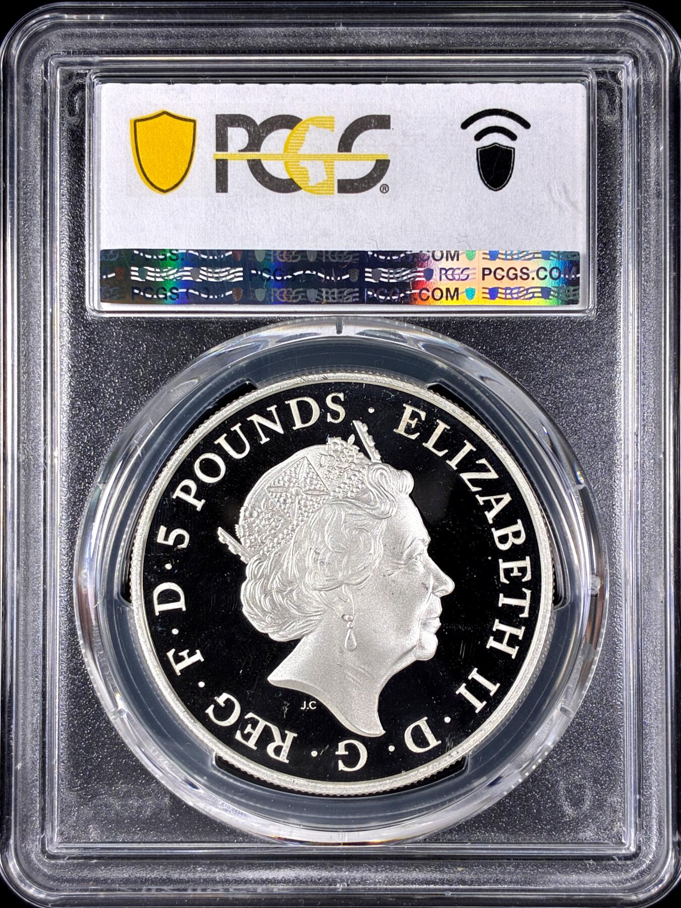 【雨安】【直播拍卖】【第0128期-评级币章】2026-03-14 周六 19:30 (金价1145, 银价22.39) [评级现代] Great Britain 英国 5镑 2015年 皇室新成员诞生 PCGS-PR68DCAM 精制币