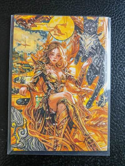 阳大大卡牌拍卖第104期（持续收拍品，周五晚上九点截拍，进群福利早知道） - 【手绘卡】带黑猫的女战神-画师歆甜