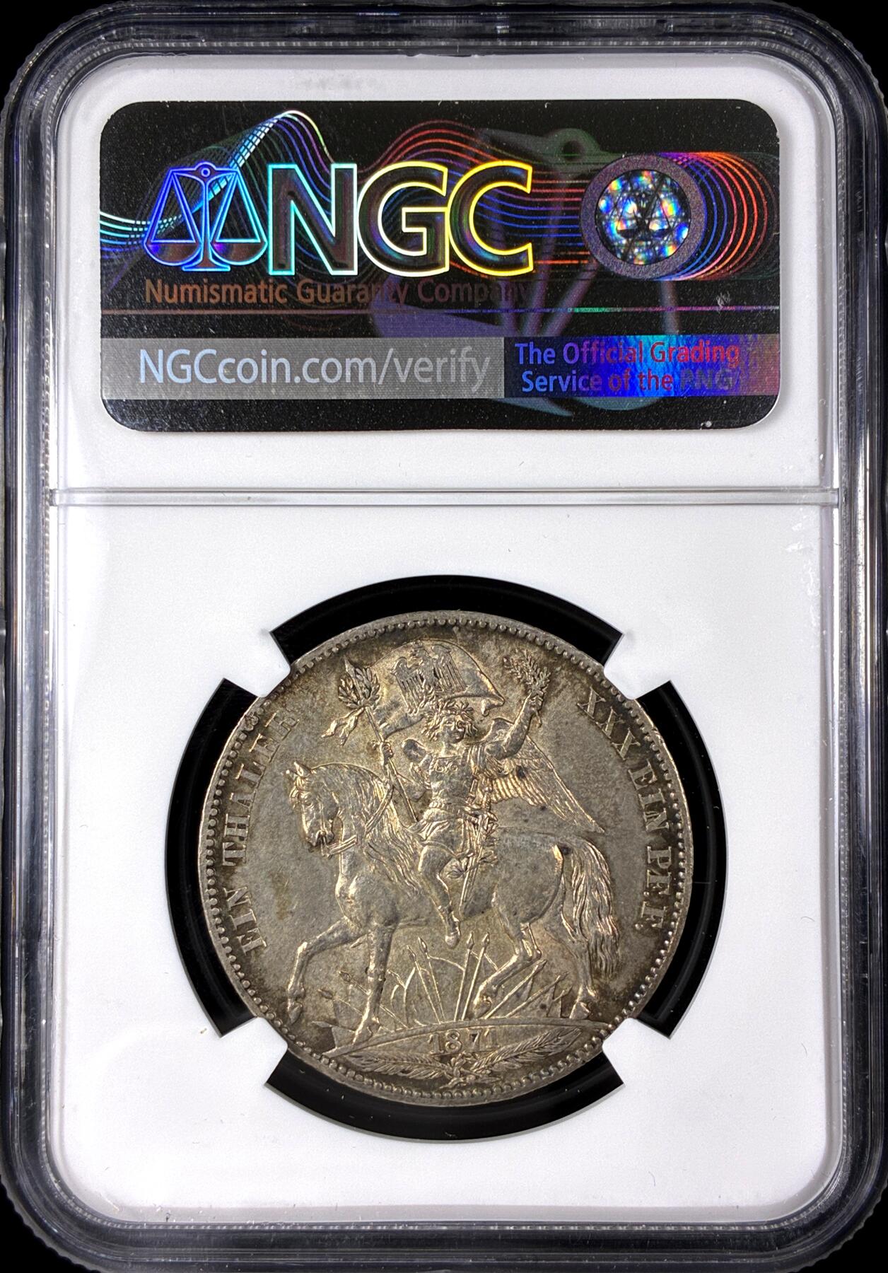 【雨安】【直播拍卖】【第0128期-评级币章】2026-03-14 周六 19:30 (金价1145, 银价22.39) [评级德国] Germany 德国 德意志 1泰勒 Saxony萨克森 Thun.351 KM#1230 (1871) 普法战争 1871年  NGC-MS63