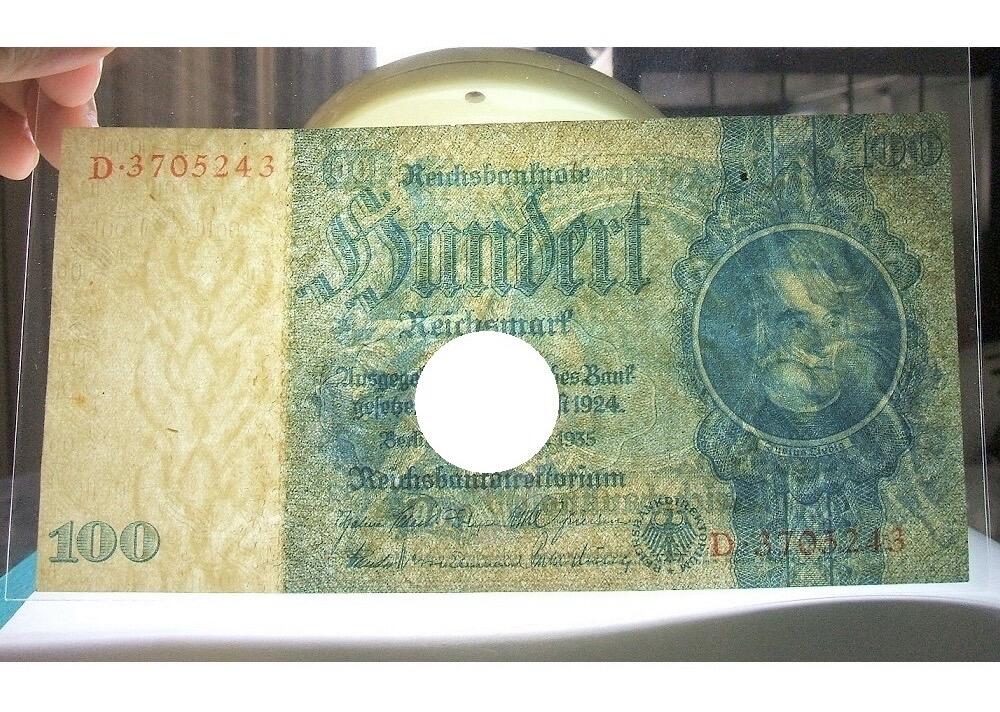 德国第三帝国1935年 化学家李比希100马克 无字母花纹水印 爽品