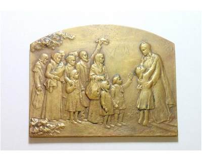 【艺术】法国艺术大章1918年一战胜利+女神站像 高浮雕精制超大铜章70×53MM 98克 - 【艺术】法国艺术大章1918年一战胜利+女神站像 高浮雕精制超大铜章70×53MM 98克