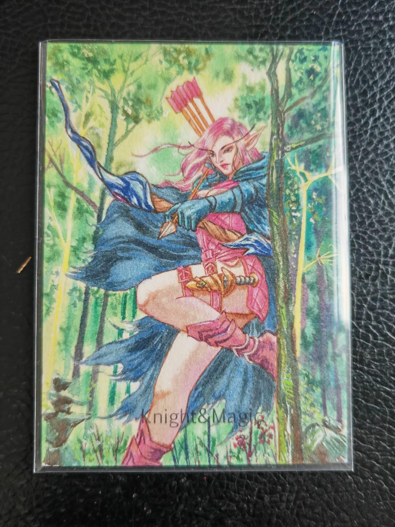 阳大大卡牌拍卖第104期（持续收拍品，周五晚上九点截拍，进群福利早知道） 【手绘卡】女精灵射手-画师风振罗衣