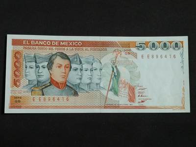 【游宝拍卖】丙午马年第12期 - 墨西哥-1000比索【1985年 全新UNC-】