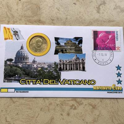 道一币馆币章第一百六十八场 - 邮币封 梵蒂冈2010年50欧分