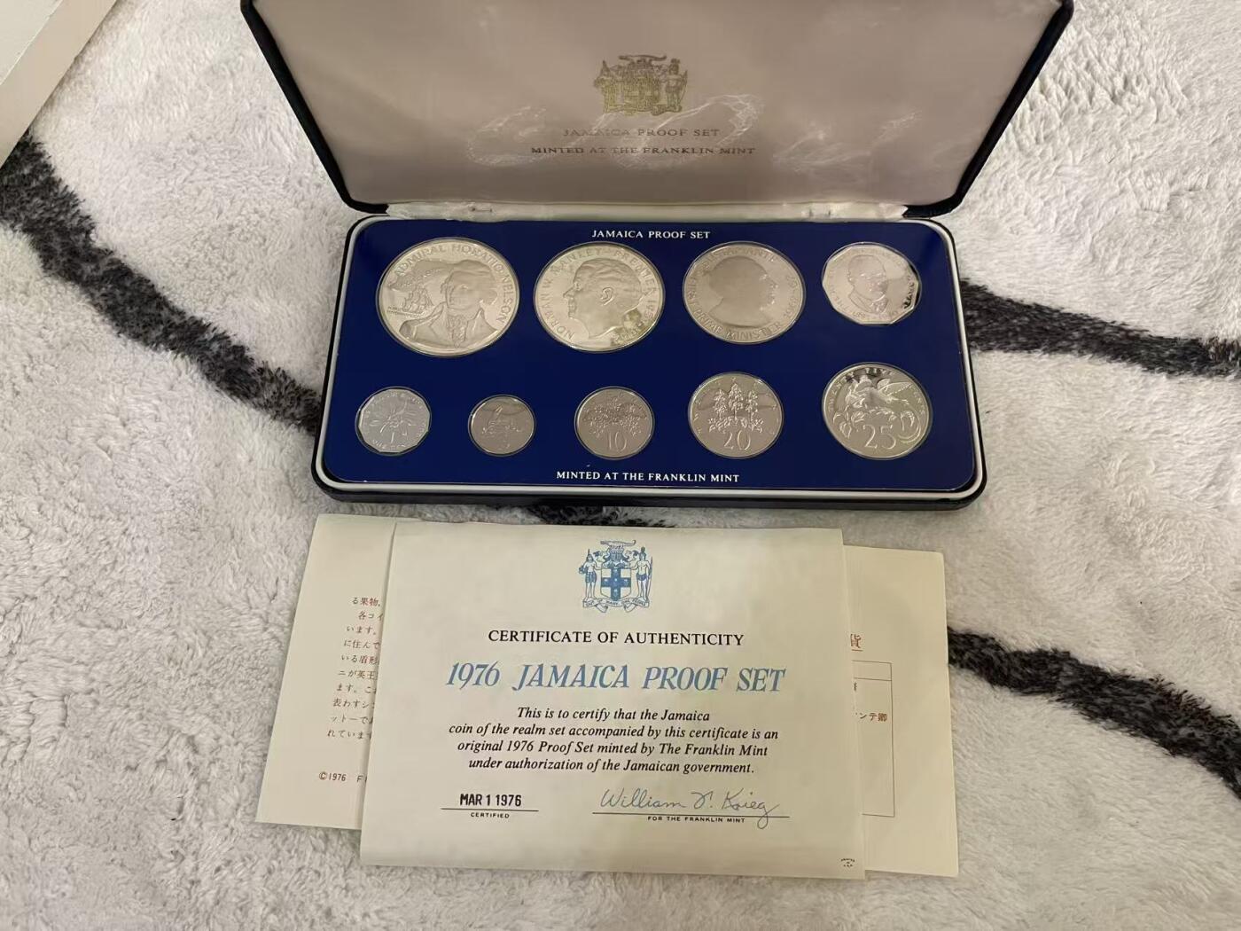 ❤️【币观天下】❤️ 第344期钱币秒杀拍卖场- 2026.3.6周五晚上6点半场 长期征集拍品  牙买加1976年官方精制银币套装 含两枚高值大银币 含纯银58克左右 盒证齐全