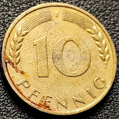 泉币菌-第208场-拍品多 请提前出价 - 联邦德国1950年 10芬尼硬币 橡树麦穗  银行版 21.5mm