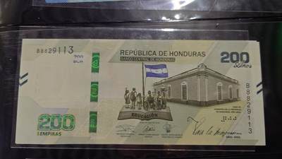 世界钱币～微拍第239期暨2026年第20期  部分尾货整理陆续低价起拍清仓 - 2021年洪都拉斯200纪念钞B冠全新绝品无47尾号113
