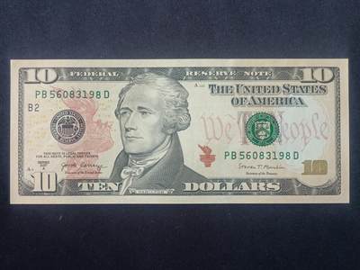 【游宝拍卖】丙午马年第11期 - 美国-10美元【SERIES-2017A B-纽约 永恒号 56083198 全新UNC】