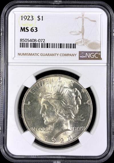 【雨安】【直播拍卖】【第0128期-评级币章】2026-03-14 周六 19:30 (金价1145, 银价22.39) - [评级美洲] USA 美国 1美元 (1921-1935) 和平鸽 1923年  NGC-MS63