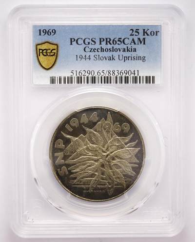 观钱 近现代机制币拍卖No.004（全场顺丰包邮）  - 捷克斯洛伐克 1969 年斯洛伐克民族起义 25 克朗纪念银币（PCGS PR65CAM）