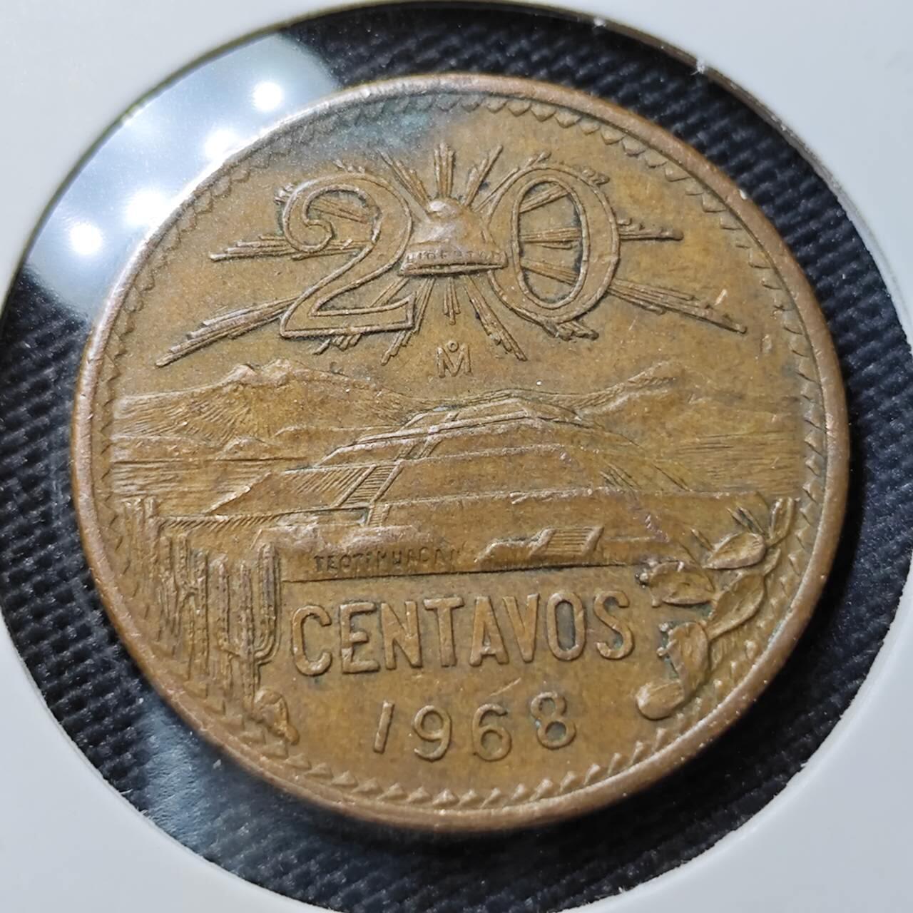 KK钱币收藏小铺   第405期 2月预留时间 周末发货 1968墨西哥20分