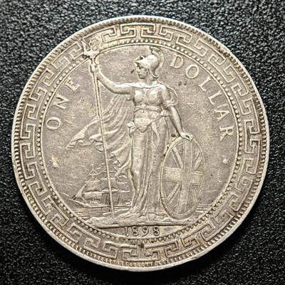 【德藏】世界币章拍卖第167期（拍品征集中~欢迎藏友联系） - 1898年 英属贸易银币站洋壹圆银币 直径约：37.5mm；重约：26.9g