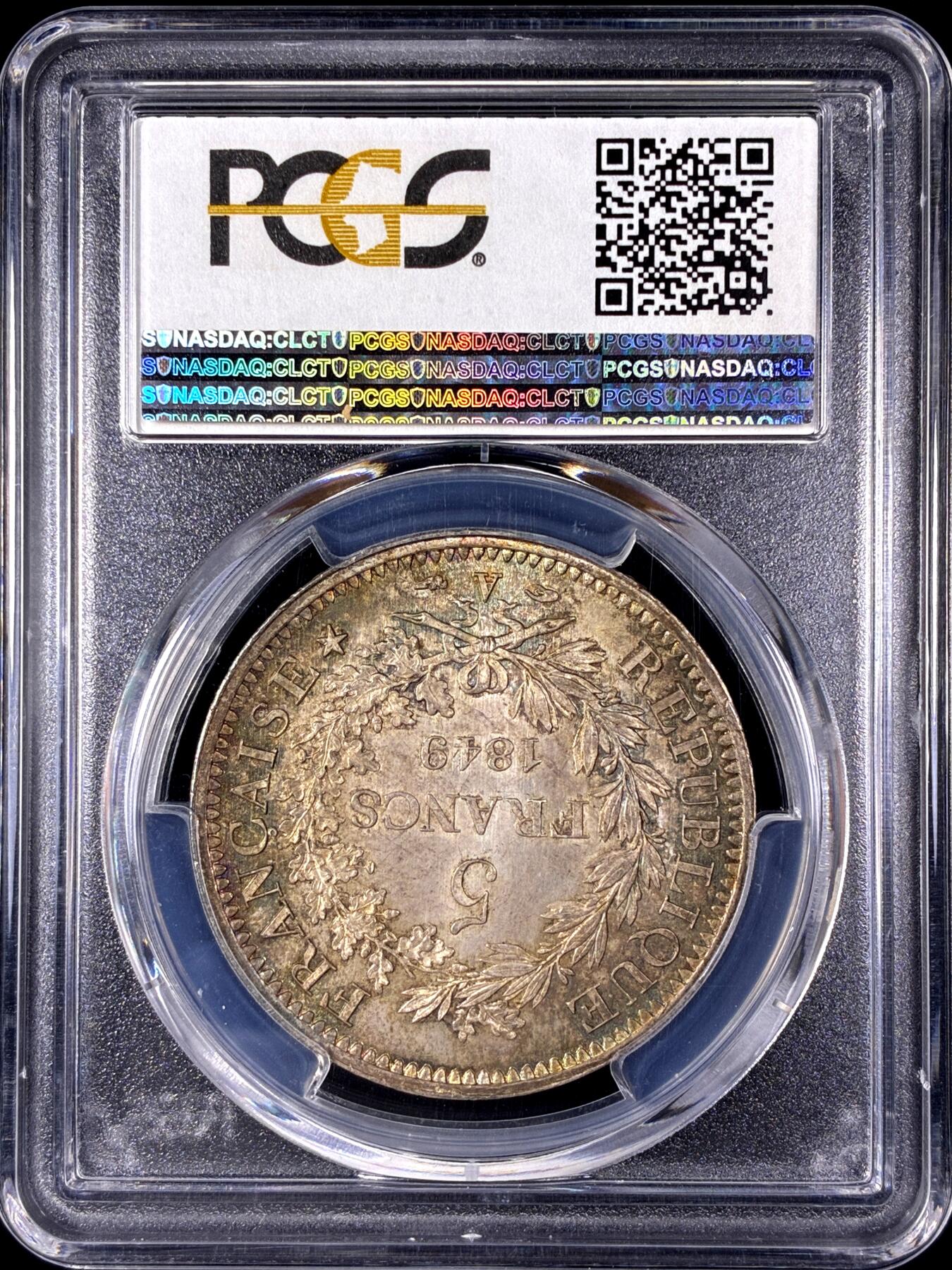 【雨安】【直播拍卖】【第0128期-评级币章】2026-03-14 周六 19:30 (金价1145, 银价22.39) [评级法国] France 法国 5法郎 KM#0756 (1848-1849) 大力神 第二共和时期  PCGS-MS65