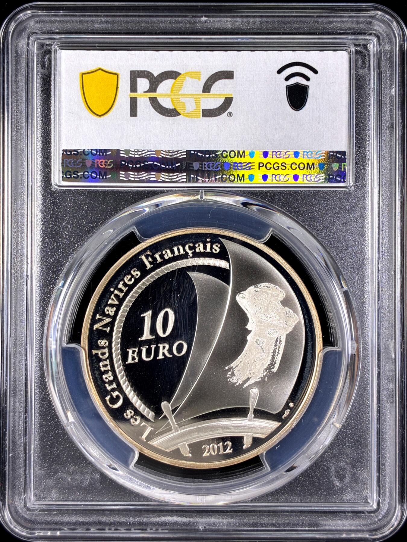 【雨安】【直播拍卖】【第0128期-评级币章】2026-03-14 周六 19:30 (金价1145, 银价22.39) [评级欧元] France 欧元 法国 10欧元 2012年 帆船赫敏号 PCGS-PR68DCAM 精制币