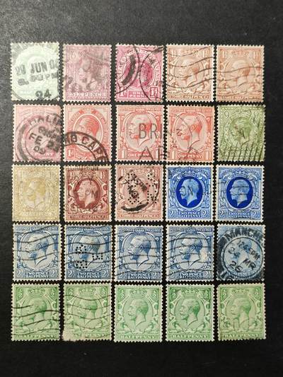 ↓君缘收藏759期☞钱币邮品↓无佣金、可寄存、满30元包邮  - 英国邮票，1912-34年乔治五世国王邮票25枚