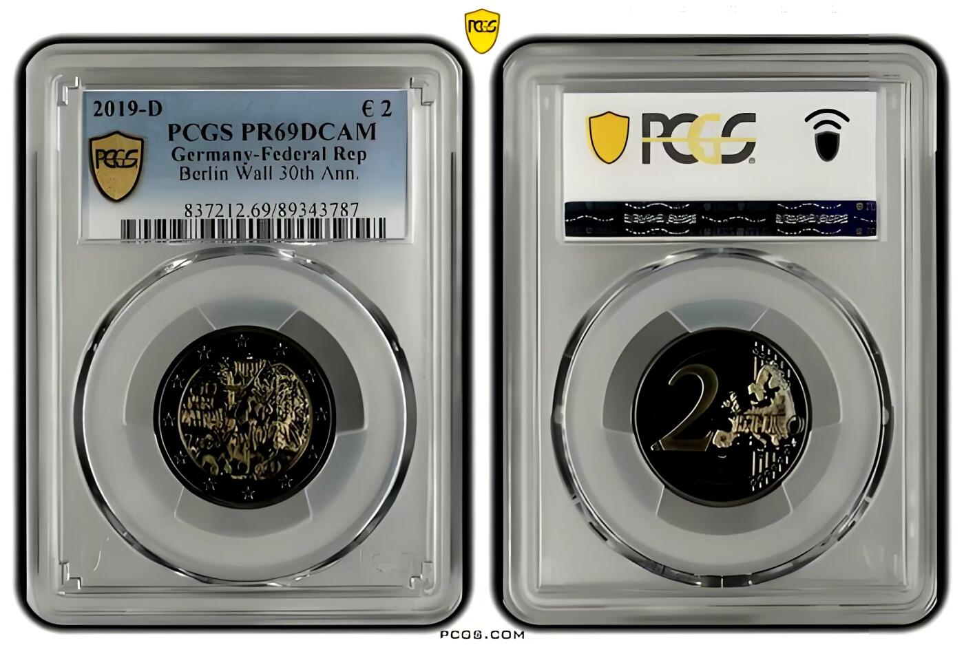 长老汇马年精选第八场拍卖 德国2019年精制纪念币，柏林墙倒塌30周年，经典主题  PCGS PF69DCAM，冠军分，同分5枚，收藏佳品，非常少见