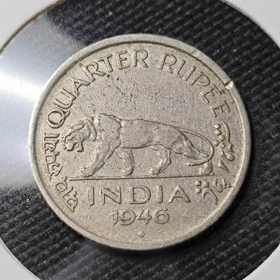 KK钱币收藏小铺   第405期 2月预留时间 周末发货 - 1946英属印度1/4卢比 