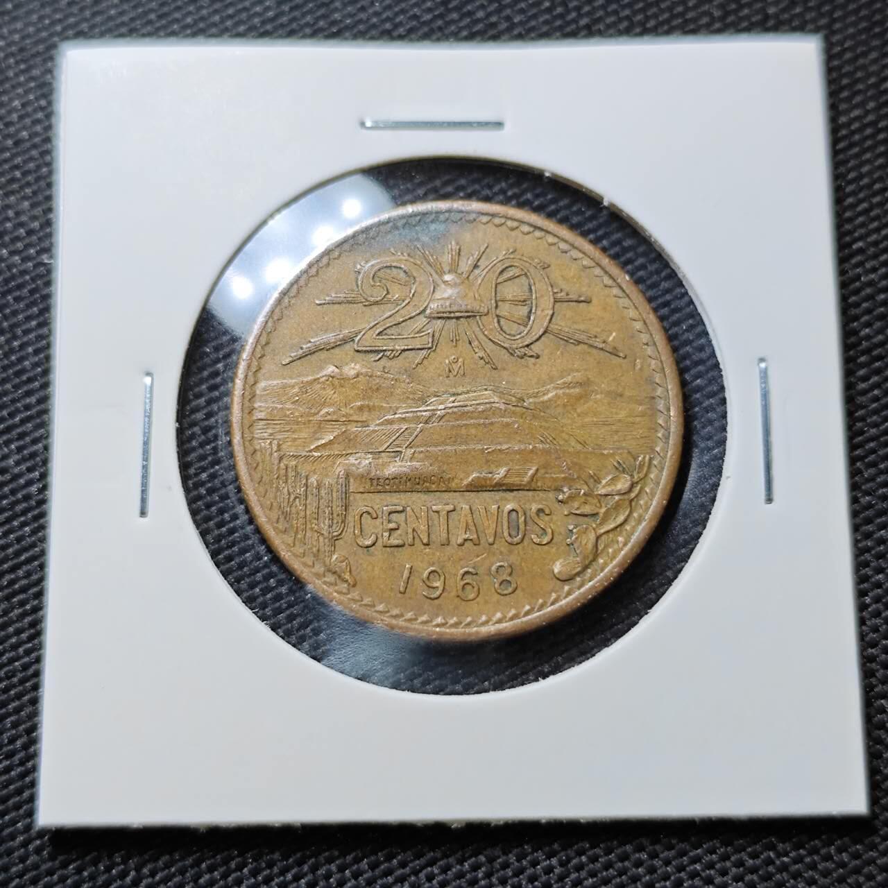 KK钱币收藏小铺   第405期 2月预留时间 周末发货 1968墨西哥20分