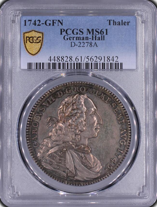 PCGS-MS61 1742-GFN  德国哈勒泰勒银币