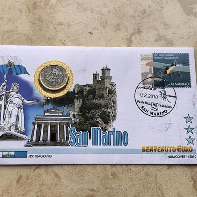 道一币馆币章第一百六十八场 - 邮币封 圣马力诺2009年1欧元