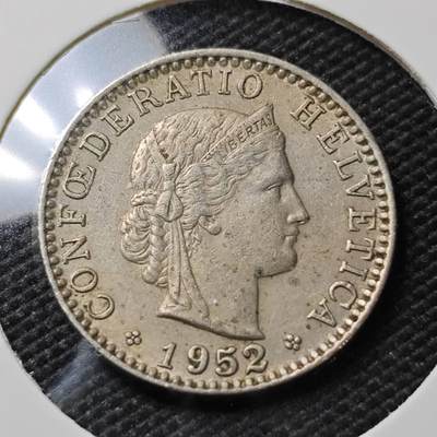 KK钱币收藏小铺   第405期 2月预留时间 周末发货 - 1952瑞士20分 