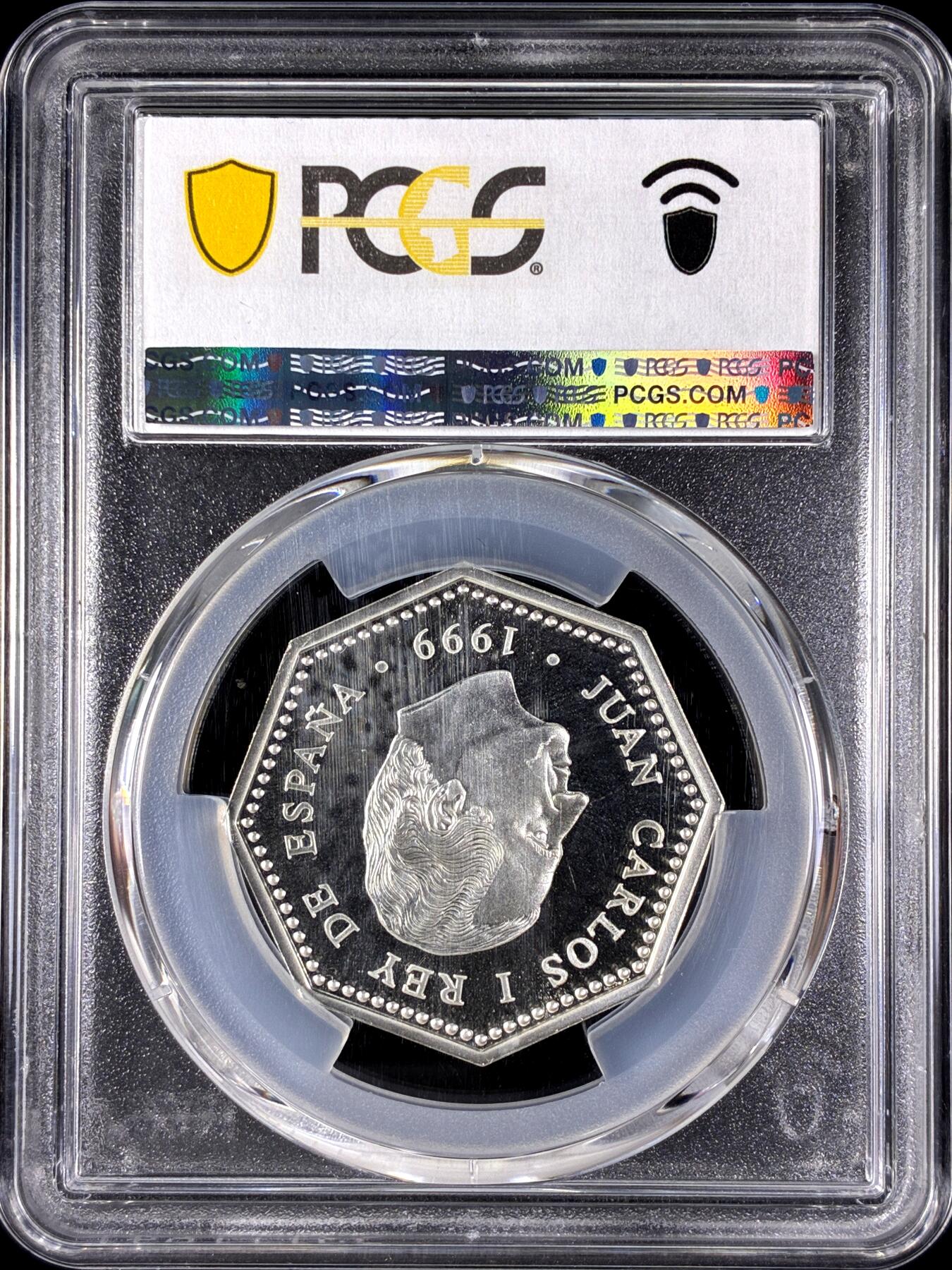 【雨安】【直播拍卖】【第0128期-评级币章】2026-03-14 周六 19:30 (金价1145, 银价22.39) [评级现代] Spain 西班牙 1500比塞塔 1999年 千禧年 [20.00克,  0.925银] PCGS-PR67DCAM 精制币