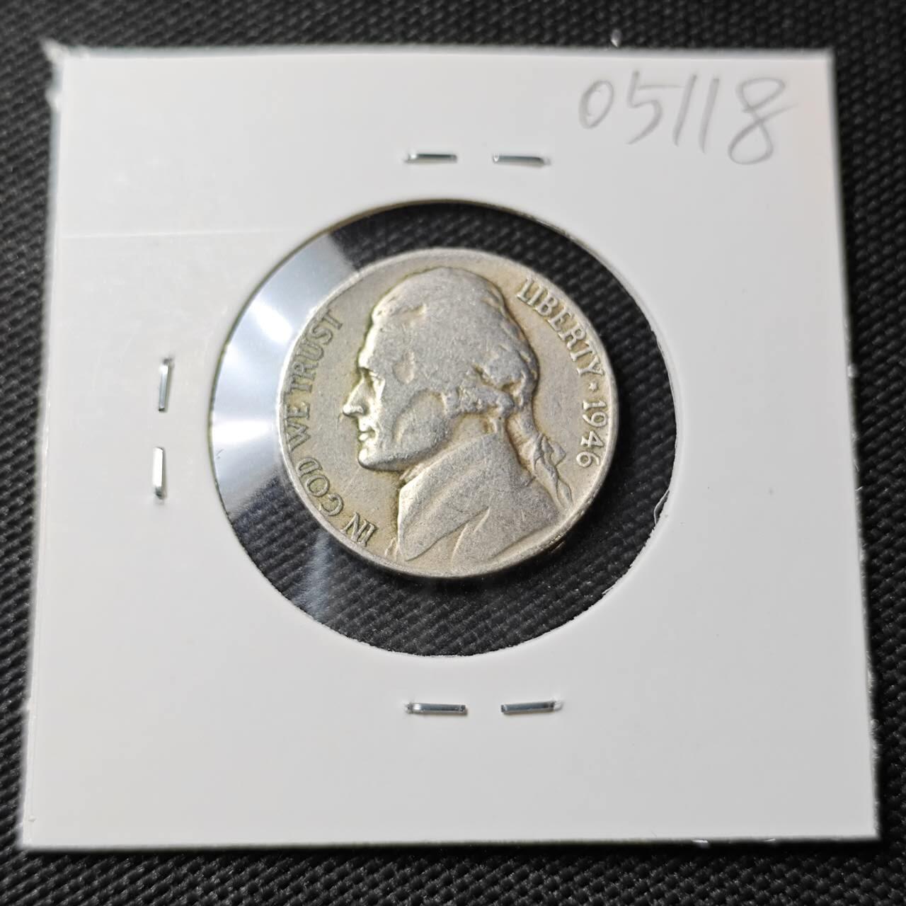 KK钱币收藏小铺   第405期 2月预留时间 周末发货 1946美国5美分 镍币