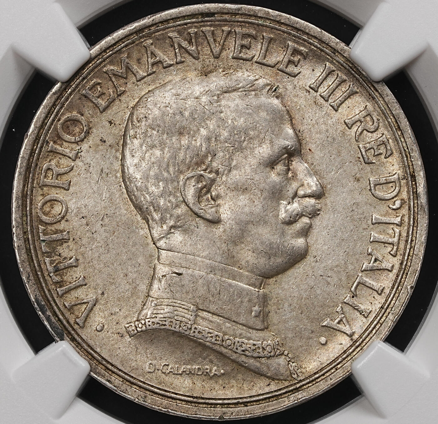 修遠堂世界钱币第107期 NGC MS62 1917年意大利马车2里拉银币，少见年份