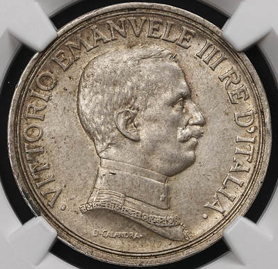 修遠堂世界钱币第107期 - NGC MS62 1917年意大利马车2里拉银币，少见年份