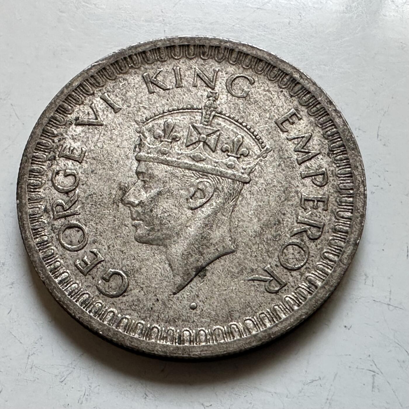 🌹外币初藏🌹🐯2026年第28场   每周二四六晚8️⃣点 接代拍 英属印度 1945年 乔治六世 1/2卢比银币 50%银 5.83g 24mm