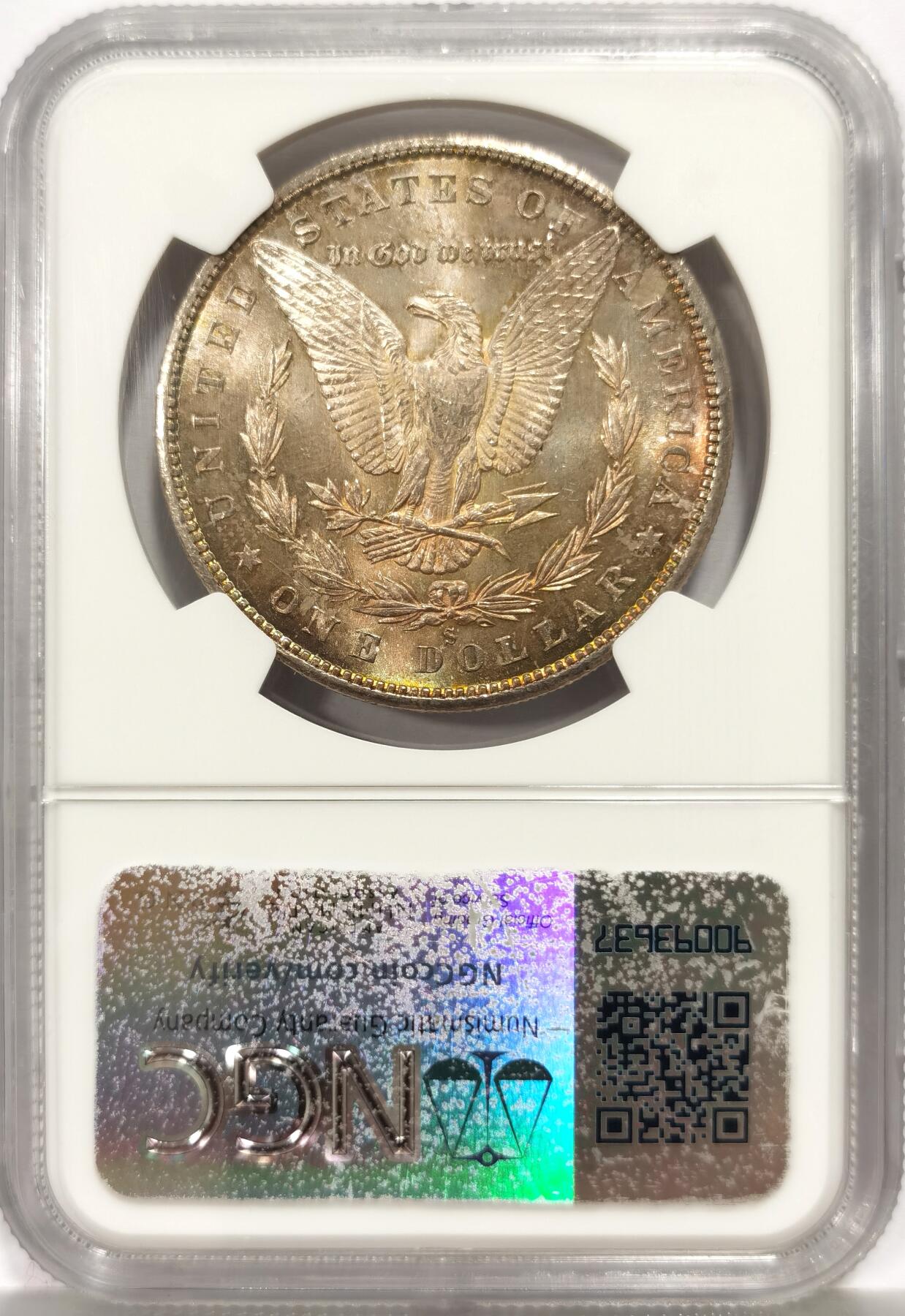 博洋堂世界钱币拍卖第164期（全场包邮） NGC MS63 美国1880年摩根一元，金彩包浆无敌了。