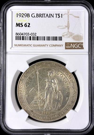 【雨安】【直播拍卖】【第0128期-评级币章】2026-03-14 周六 19:30 (金价1145, 银价22.39) - [评级亚洲] [贸易银] 英国 站洋 1929年B  NGC-MS62