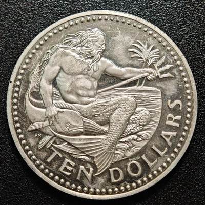 【德藏】世界币章拍卖第167期（拍品征集中~欢迎藏友联系） - 1976年 巴巴多斯海神10元纪念银币 直径约：40.7mm；重约：37.7g