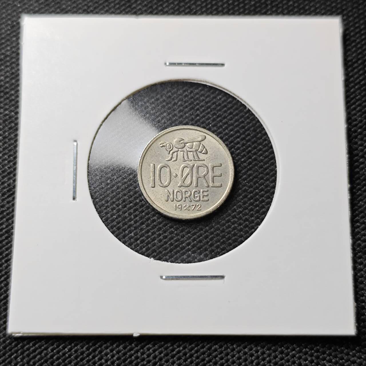 KK钱币收藏小铺   第405期 2月预留时间 周末发货 1972挪威10欧尔 