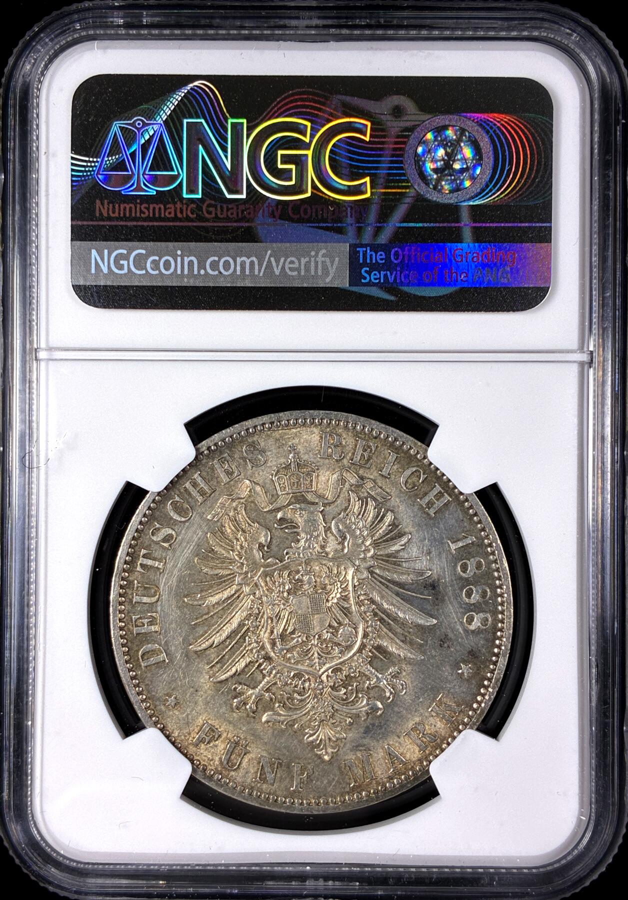 【雨安】【直播拍卖】【第0128期-评级币章】2026-03-14 周六 19:30 (金价1145, 银价22.39) [评级德国] Germany 德国 帝国 J.099 普鲁士 5马克 (1888) 三皇 1888年  NGC-UNC