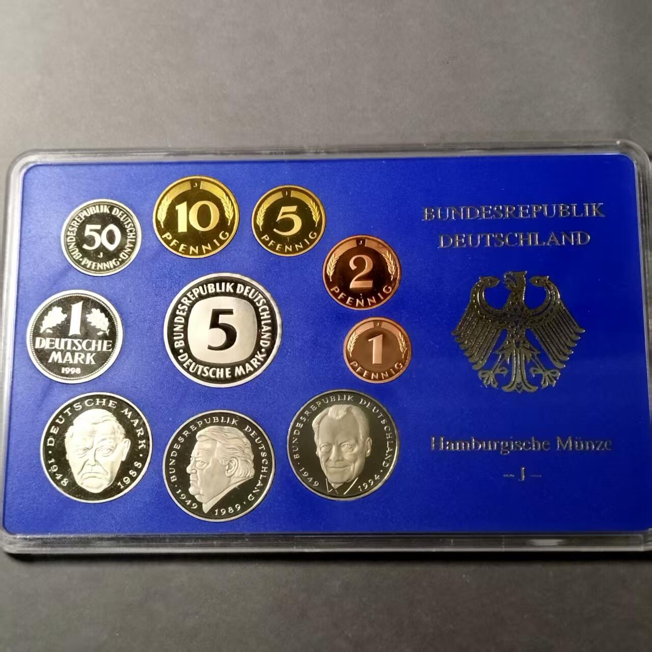 长老汇马年精选第八场拍卖 德国1998年精制套币 J厂标，含10枚精制币  盒证齐全