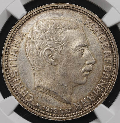 修遠堂世界钱币第107期 - NGC MS64 1912年丹麦国王更迭纪念2克朗银币