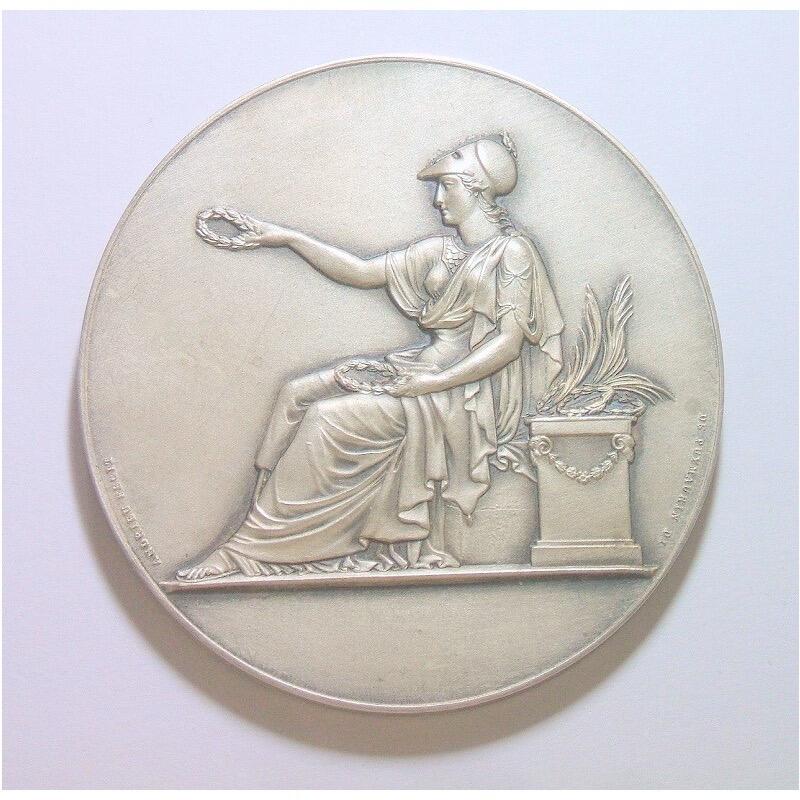 【艺术】法国艺术大章 女神坐像高浮雕精制超大镀银章 68MM 148克
