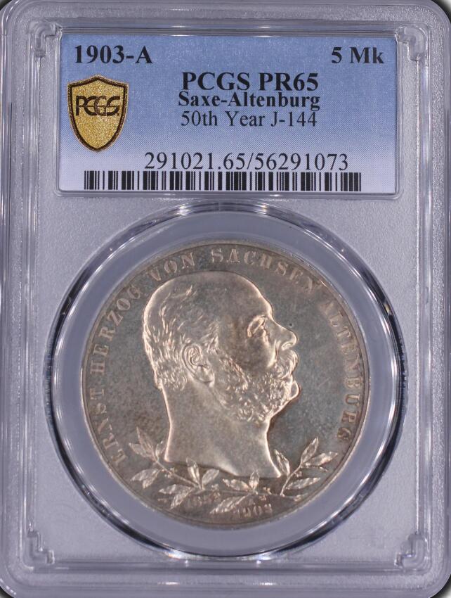 PCGS-PF63 1903-A 德国萨克森-阿尔滕堡5马克精制银币