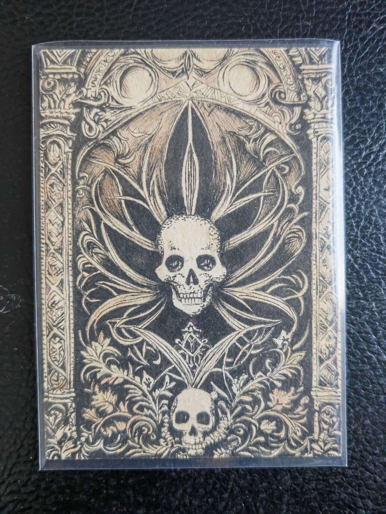 阳大大卡牌拍卖第104期（持续收拍品，周五晚上九点截拍，进群福利早知道） 【手绘卡】黑白骷髅画-画师刘睿娜-乐联周年庆卡