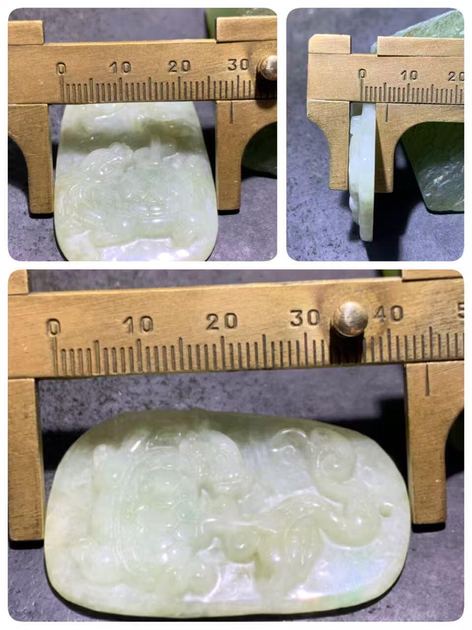 天然A货翡翠雕刻龟鹤延年牌子一个！