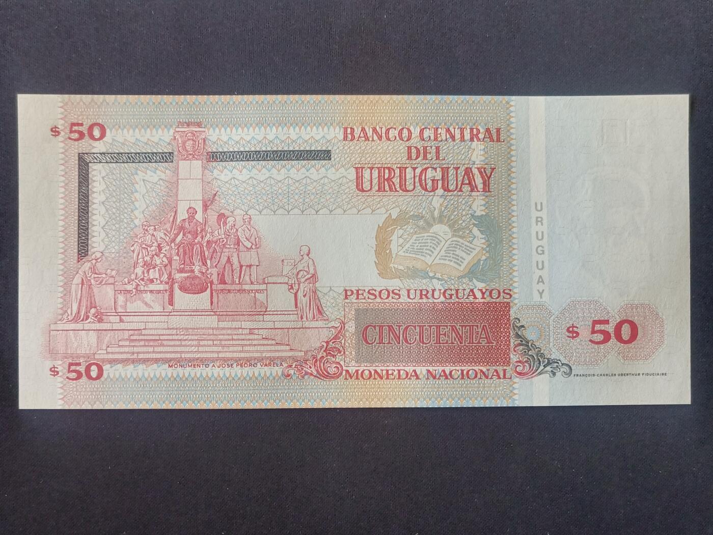 【游宝拍卖】丙午马年第11期 乌拉圭-50比索【2008年 无47永恒号 00238109 全新UNC】