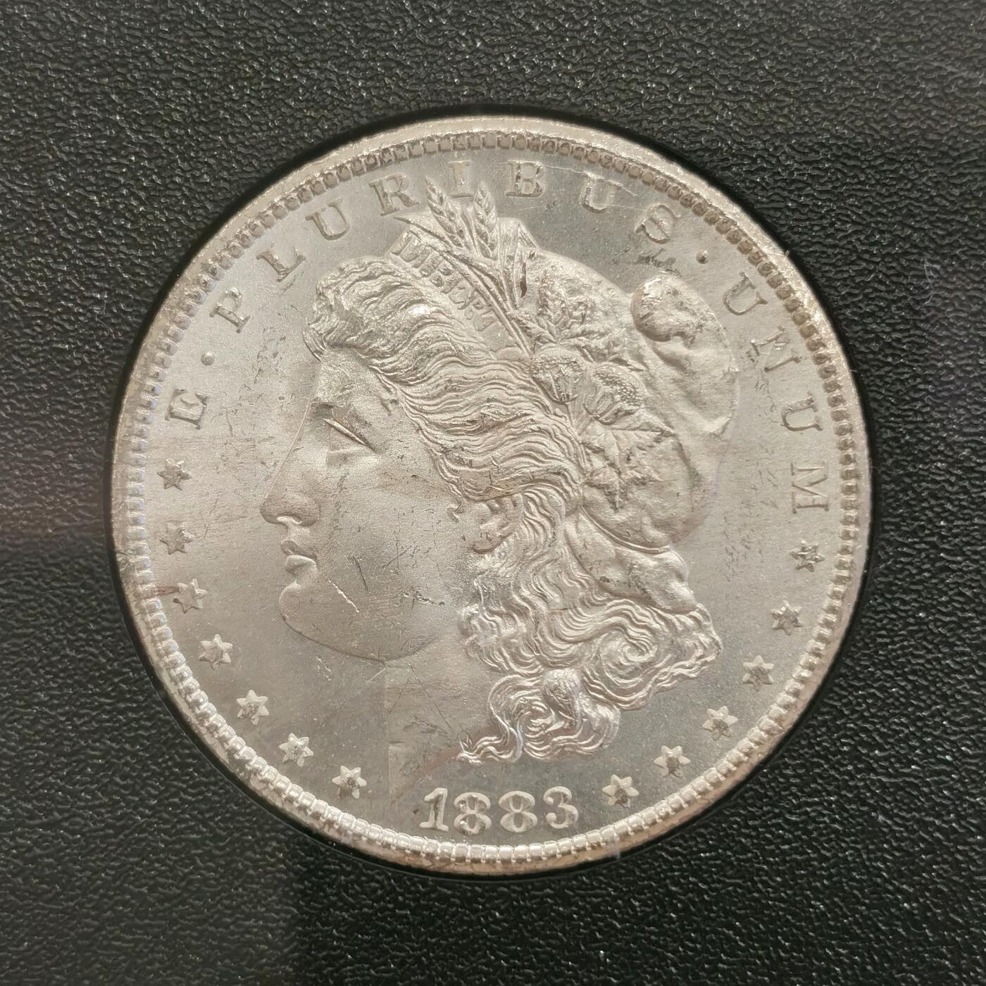 博洋堂世界钱币拍卖第164期（全场包邮） NGC MS65 美国1883 CC 摩根银币 稀有卡森厂 GSA绝版大封装 高分难得 车轮转光