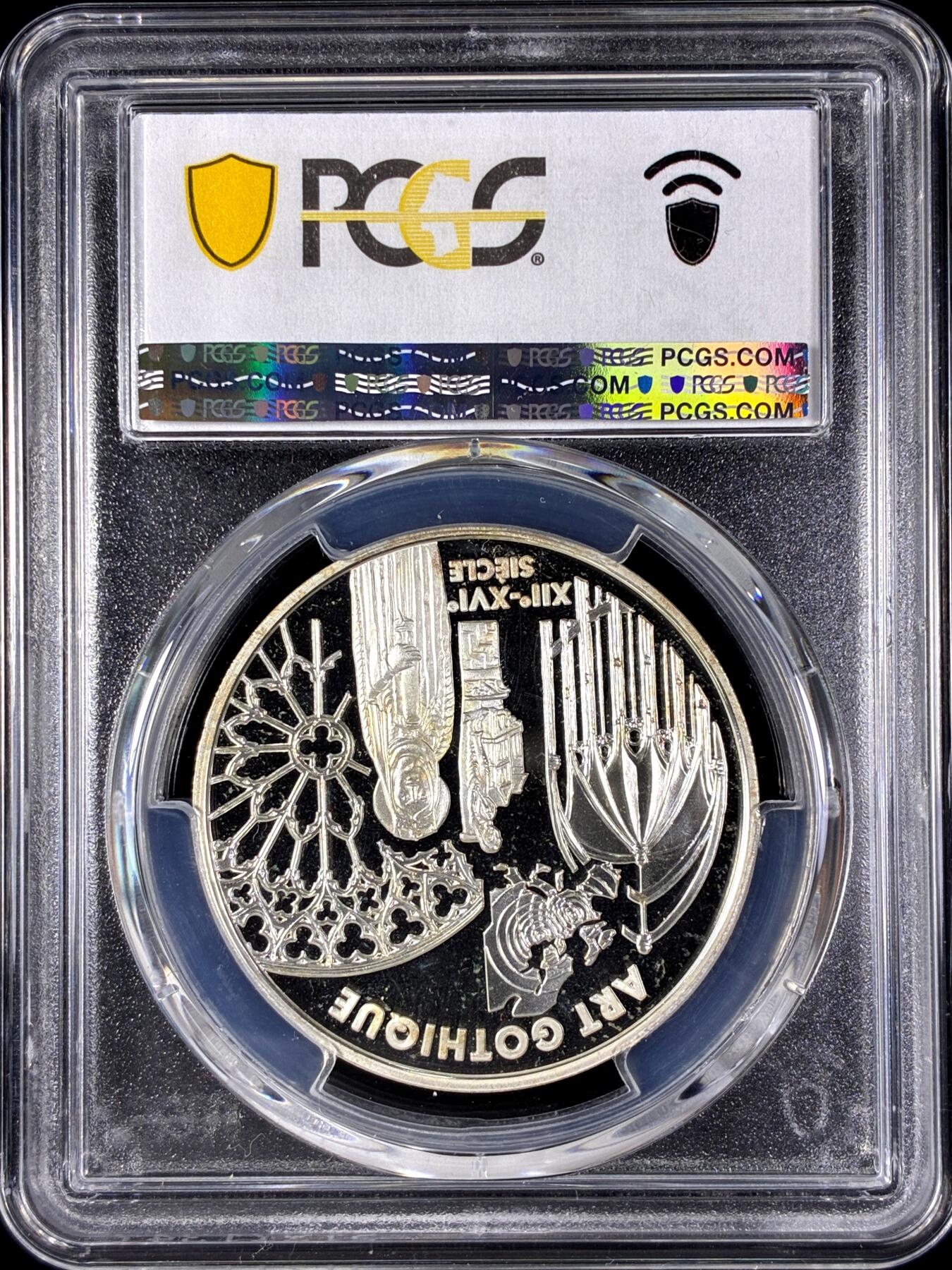 【雨安】【直播拍卖】【第0128期-评级币章】2026-03-14 周六 19:30 (金价1145, 银价22.39) [评级现代] France 法国 6.56法郎 1999年 哥特艺术 PCGS-PR67DCAM 精制币